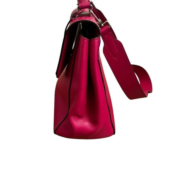 Bally Top Handle Leather Bag with Shoulder Strap “B” Turnlock Hot Pink Handbag - Picture 6 of 16